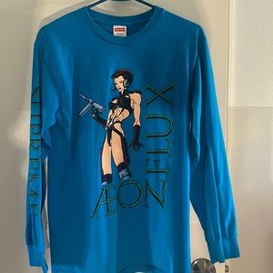 2022 Supreme long sleeve blue Aeon Flux shirt size small